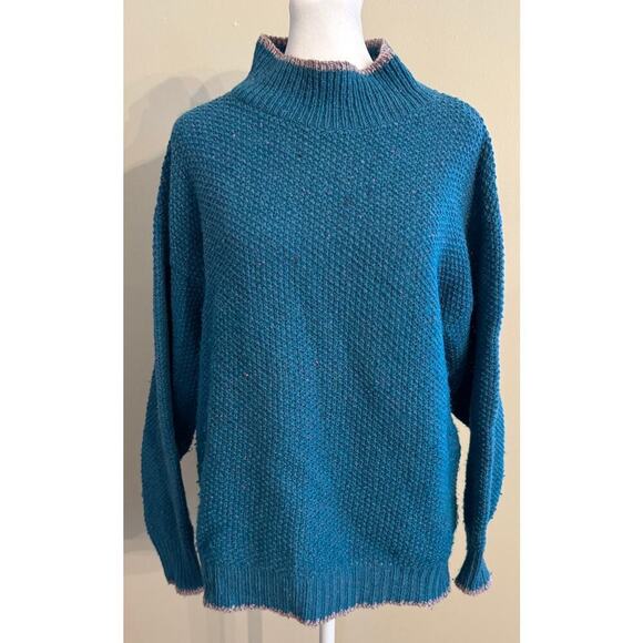 Alps Sweaters - ALPS Vintage 80s Retro Mockneck Wool Textured Knit Sweater Ski Bunny Size S
